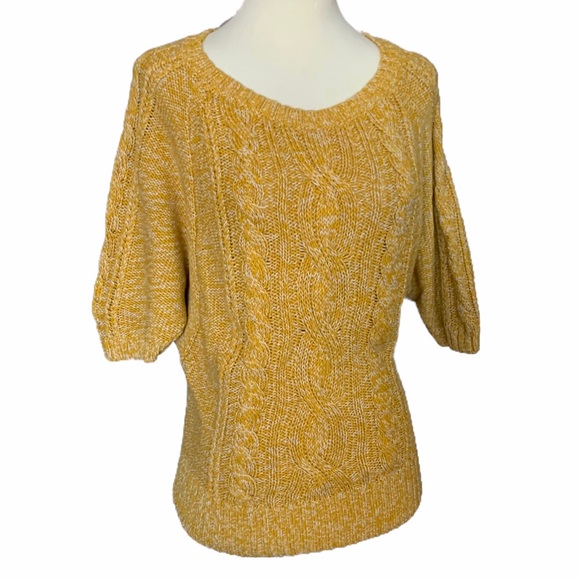 Ann Taylor LOFT mustard yellow cable knit sweater, S - Picture 1 of 10